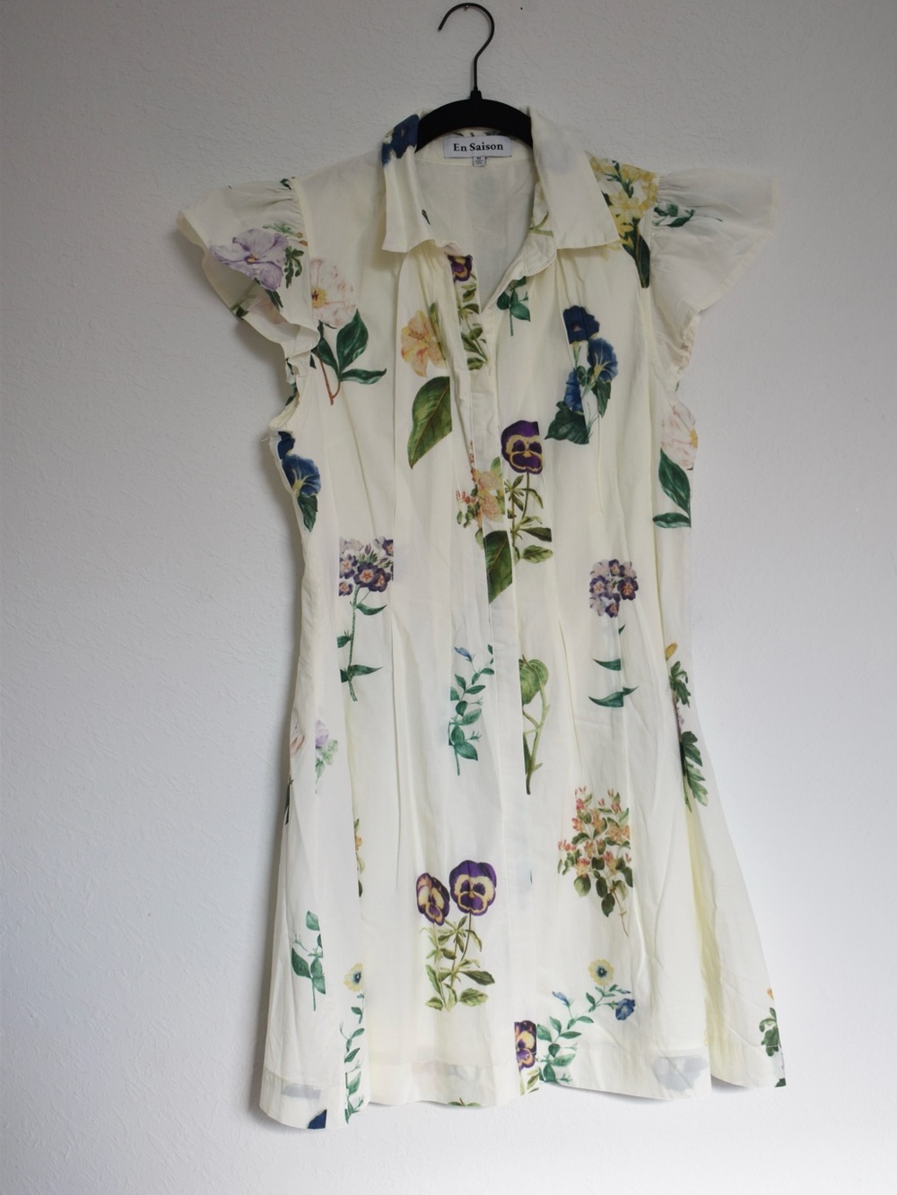Romantic Floral Anthropologie En Saison Ashley Mini Shirt Dress size Medium - Picture 2 of 9